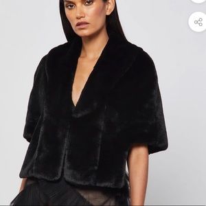 BCBGMAXAZRIA Faux Fur Cape in Black